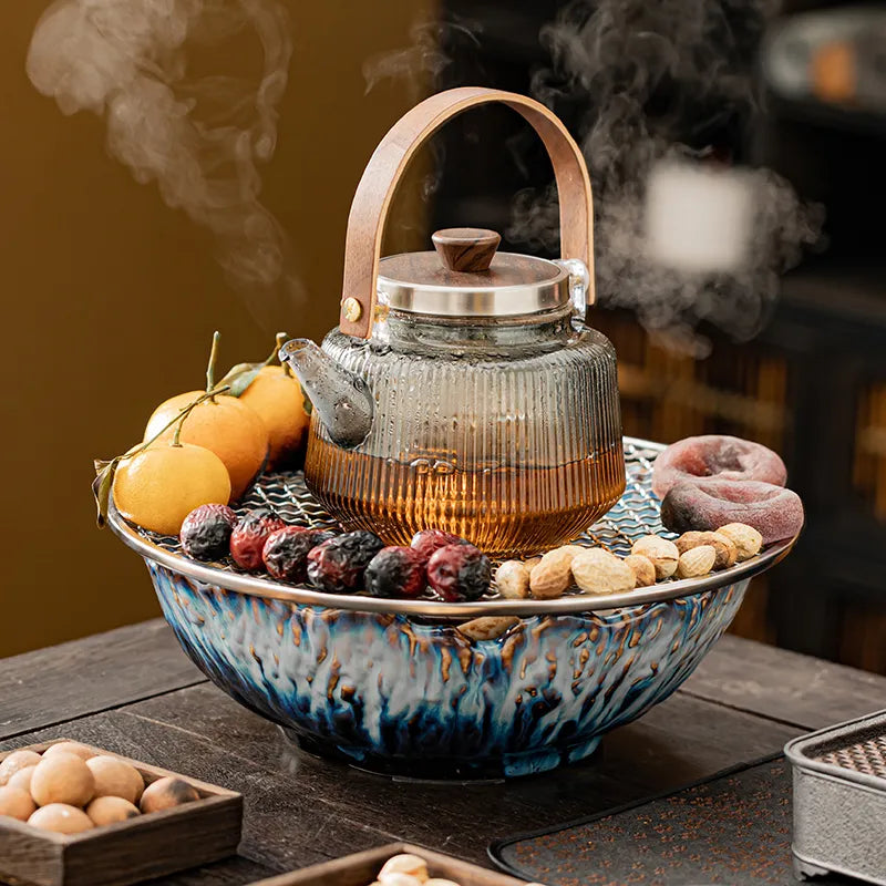 Qin Yi furnace tea making complete set of household tea making equipment indoor glass tea kettle making tea kettle roasting tea electric ceramic stove set