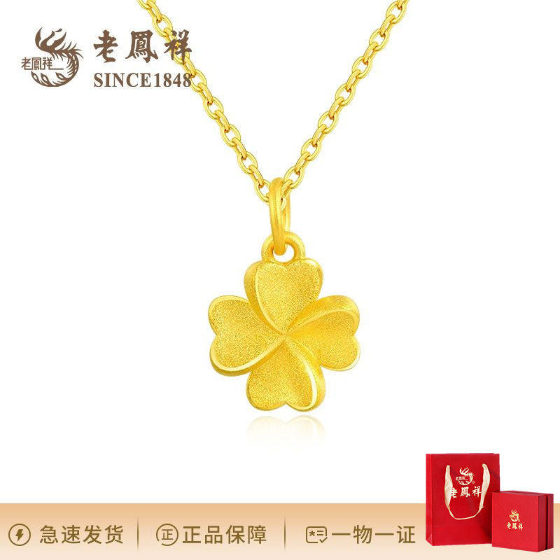 Four-leaf clover necklace women's new 999 silver pendant high-end light luxury Mother's Day gift for mother