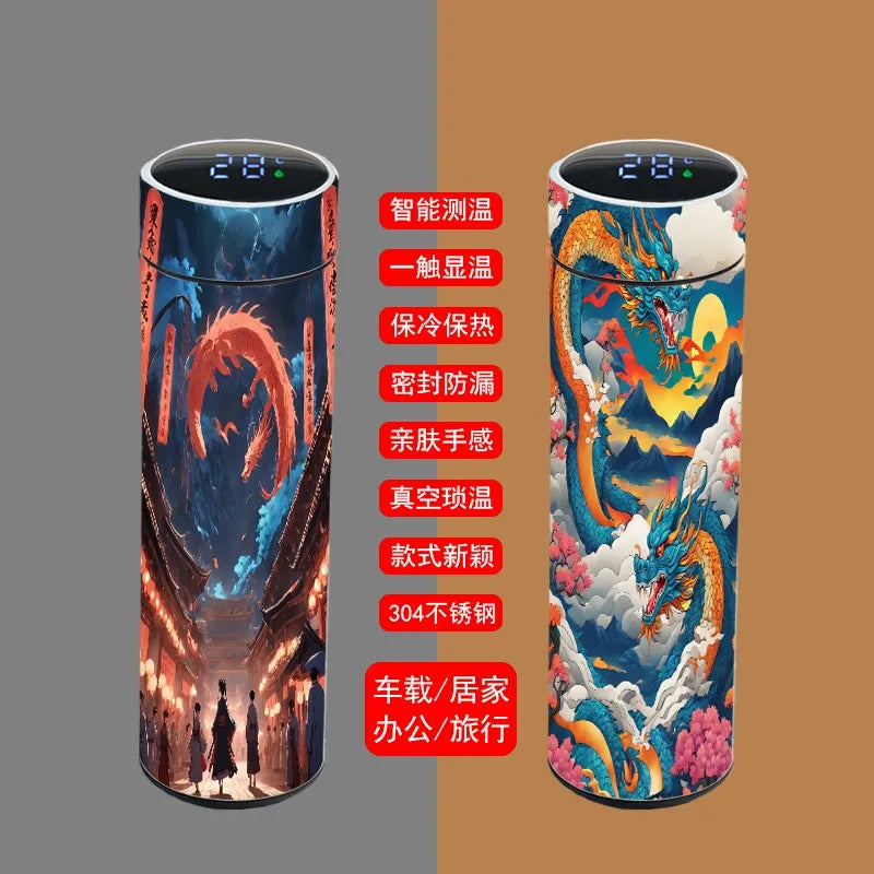 Original creative Chinese dragon smart thermos cup customized with personalized dragon pattern 304 stainless steel cup lightweight cup for men and women
