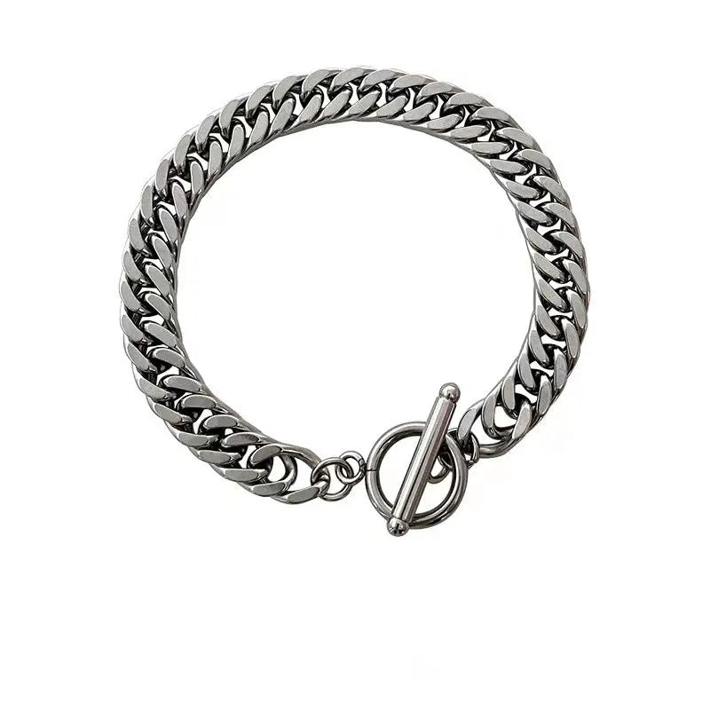 Exquisite retro 925 silver Cuban bracelet, thick style, men's fashion, domineering niche design, punk fashion, hip-hop jewelry