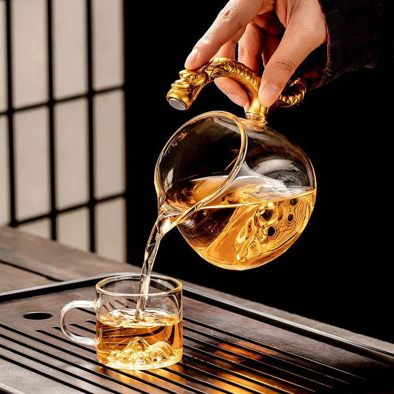Year of the Dragon new glass automatic tea set set for home lazy people teapot kungfu tea cup office tea making artifact