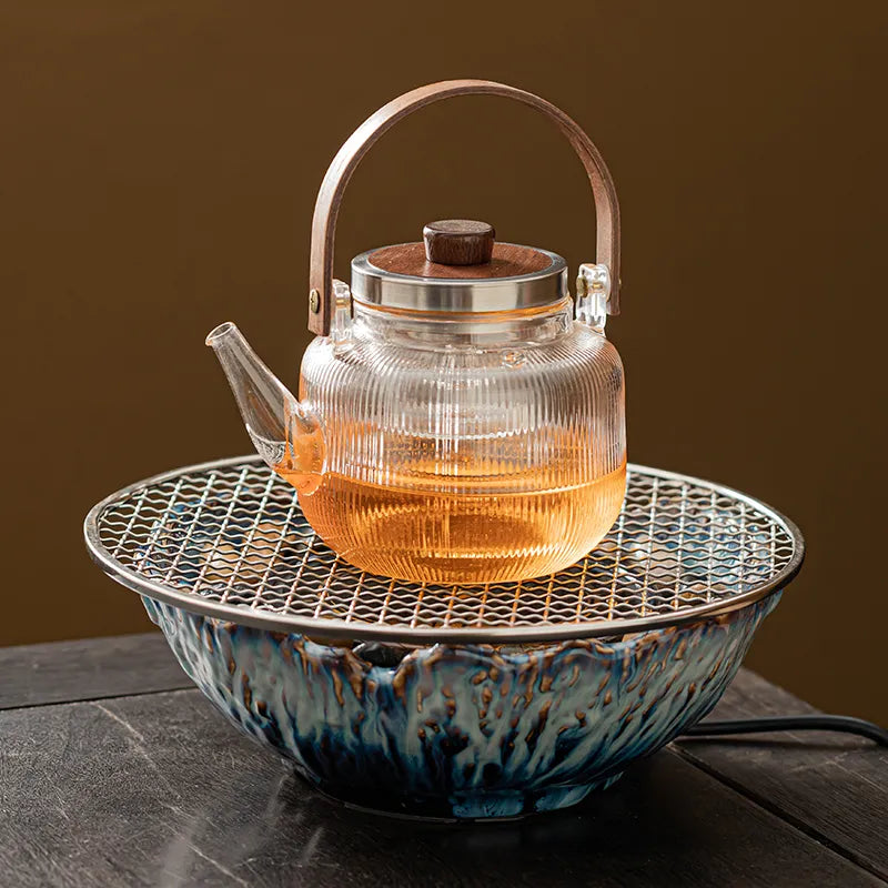 Qin Yi furnace tea making complete set of household tea making equipment indoor glass tea kettle making tea kettle roasting tea electric ceramic stove set