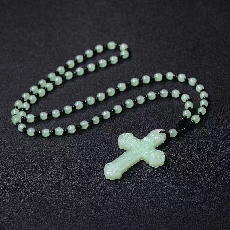 Light jade light green cross pendant Cross necklace Unisex pendant