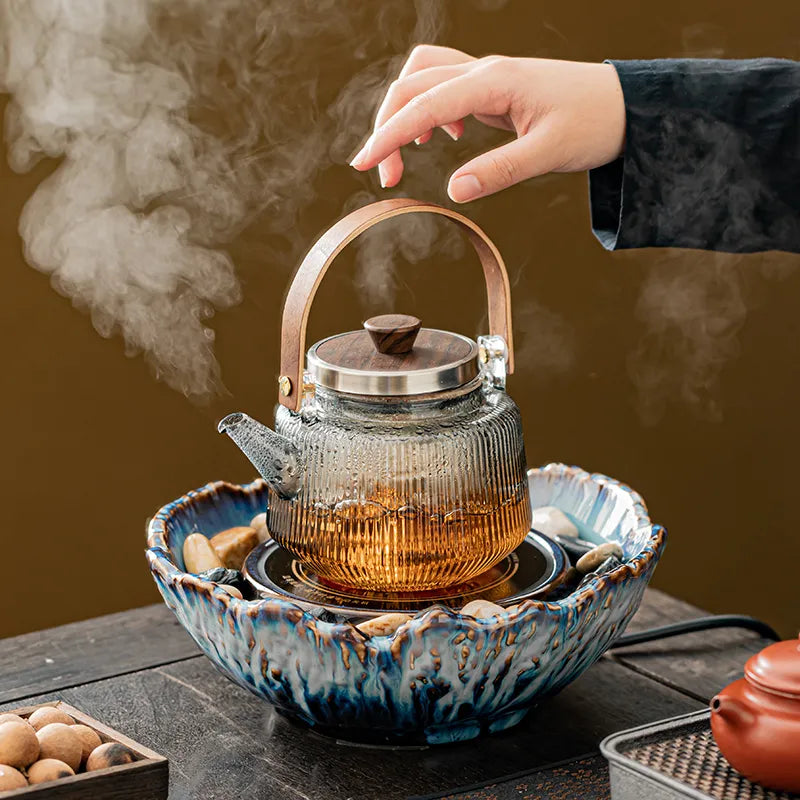 Qin Yi furnace tea making complete set of household tea making equipment indoor glass tea kettle making tea kettle roasting tea electric ceramic stove set