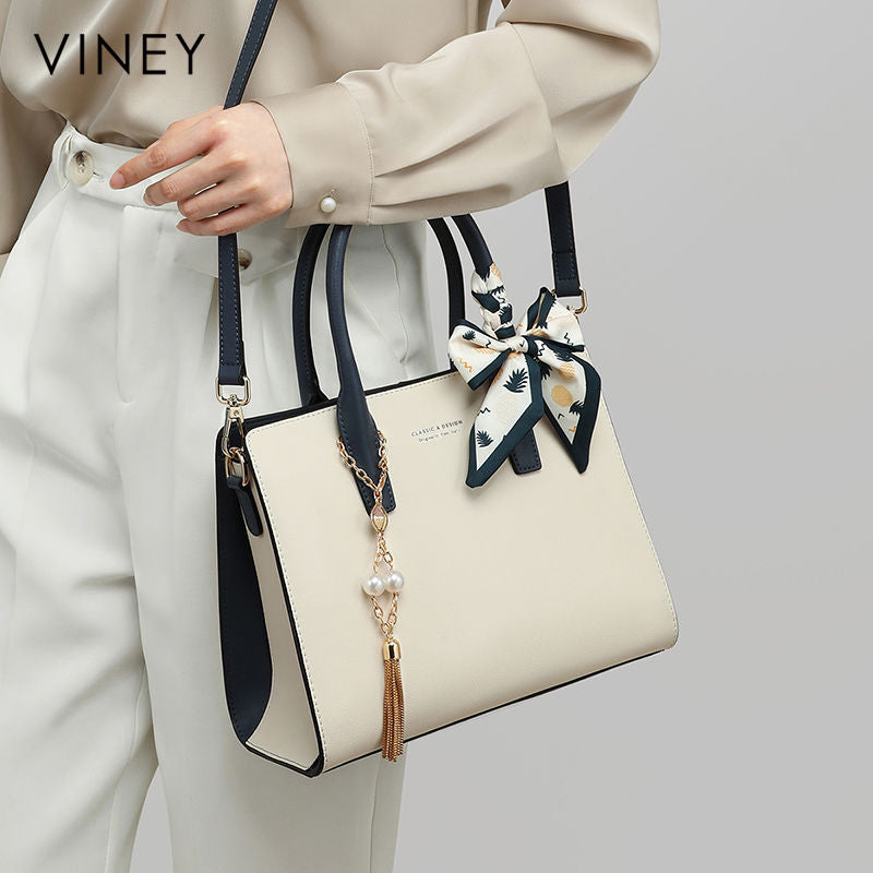 Viney leather bag women's 2025 new shoulder bag fashion handbag high-end versatile middle-aged mother bag