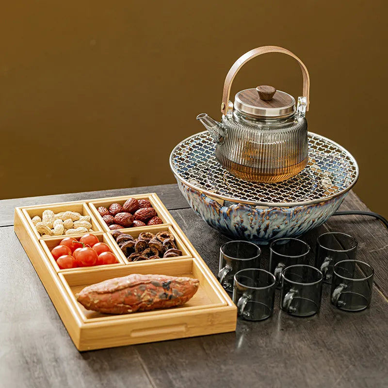 Qin Yi furnace tea making complete set of household tea making equipment indoor glass tea kettle making tea kettle roasting tea electric ceramic stove set