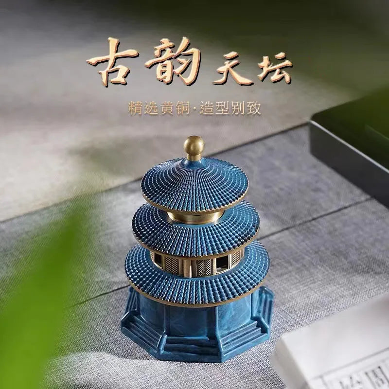 Creative pure copper Temple of Heaven incense burner home indoor agarwood sandalwood disc aromatherapy incense burner antique tea ceremony aromatherapy burner ornaments