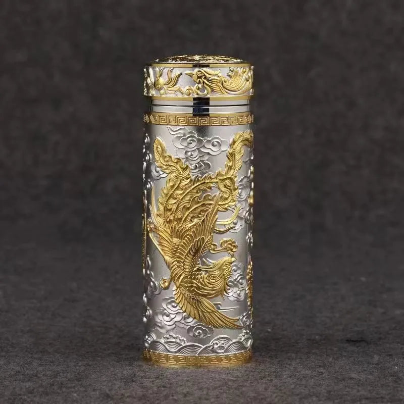 Kowloon cup, dragon and phoenix embossed thermos cup, silver ion craft cup, high-end business gift cup, health care cup