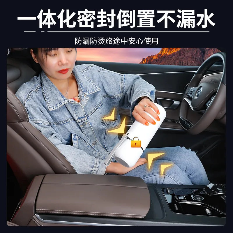 Car water cup 12v24v universal stainless steel heated thermos cup travel electric kettle small portable