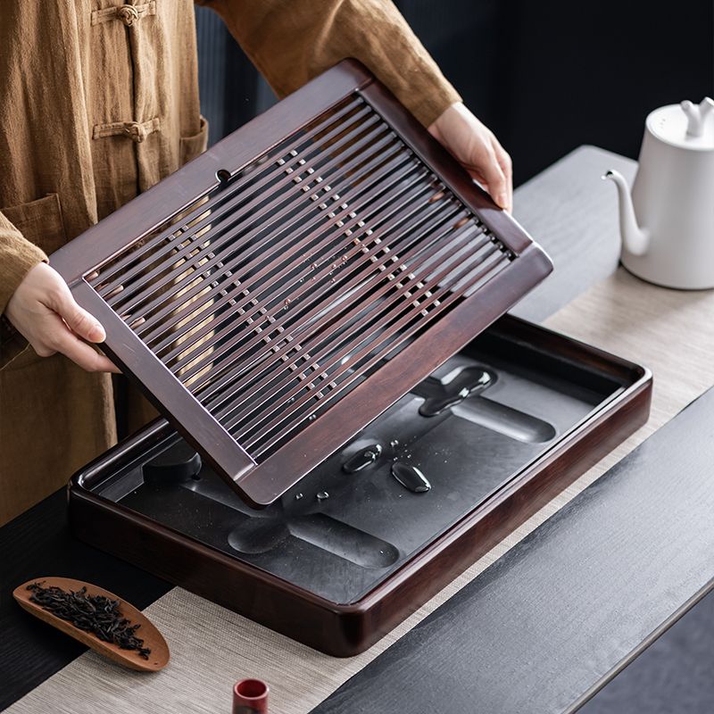 New solid wood tea tray tea table tea sea home Chinese office simple storage and drainage dual-purpose small tea table with tray