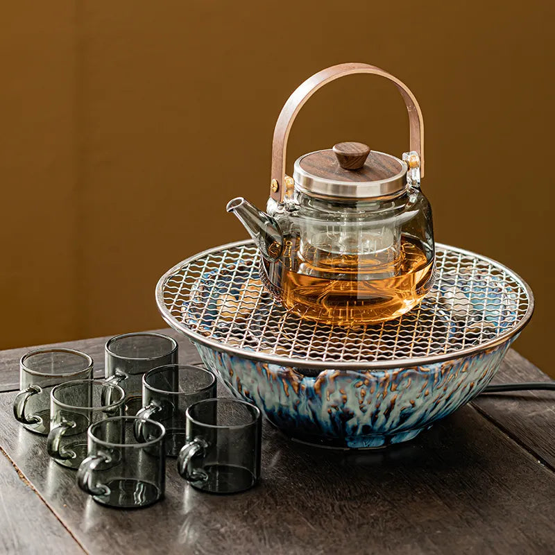 Qin Yi furnace tea making complete set of household tea making equipment indoor glass tea kettle making tea kettle roasting tea electric ceramic stove set