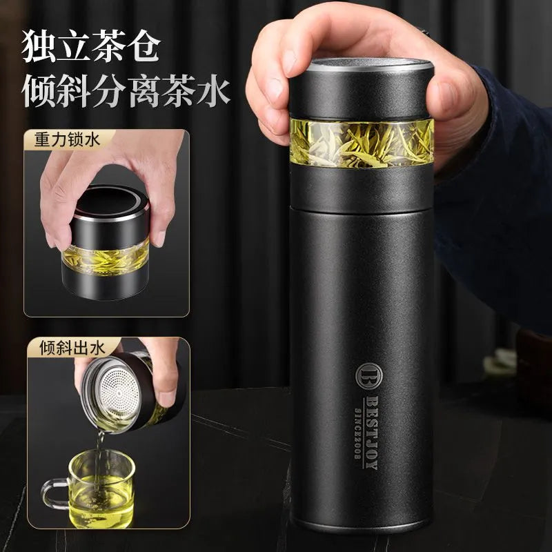 Fuguang Shixi thermos cup tea and water separation cup men's high-end tea cup 316 stainless steel