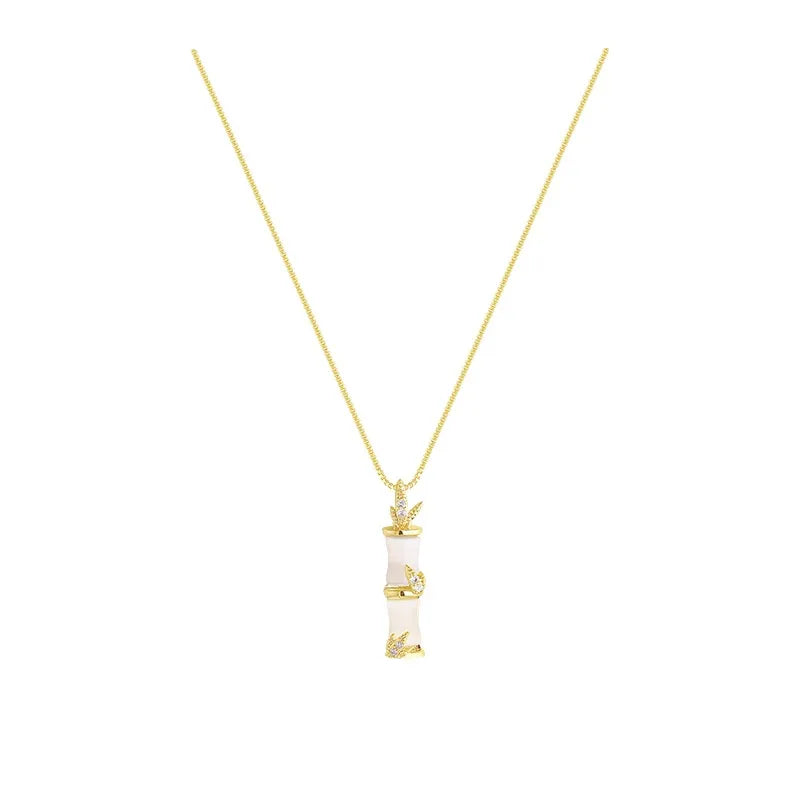 925 sterling silver bamboo necklace women's summer rose gold clavicle chain Valentine's Day gift niche trendy temperament internet celebrity
