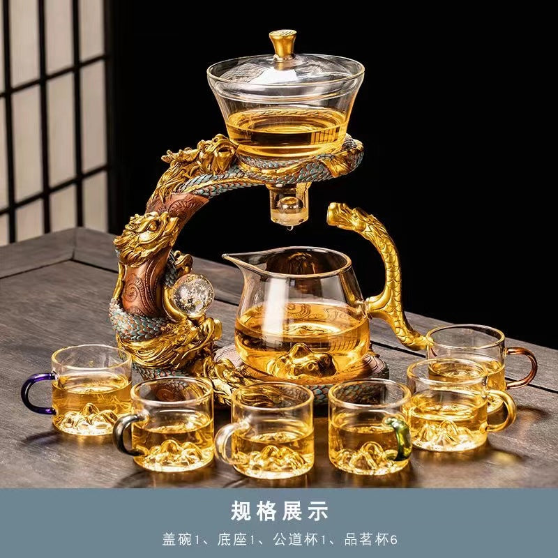 Year of the Dragon new glass automatic tea set set for home lazy people teapot kungfu tea cup office tea making artifact