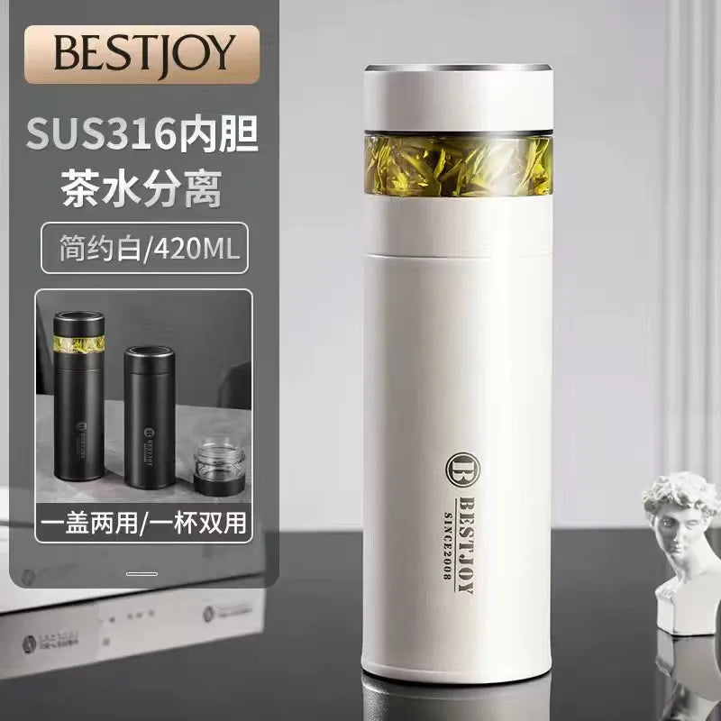 Fuguang Shixi thermos cup tea and water separation cup men's high-end tea cup 316 stainless steel