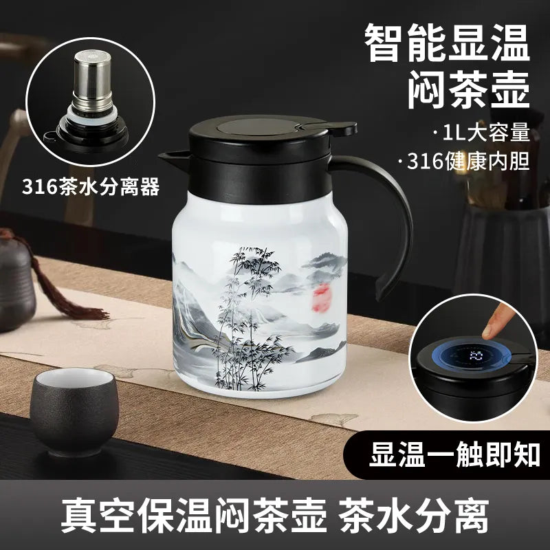 New model temperature display large capacity stewed teapot 316 stainless steel home office health smoldering insulation coffee pot kettle