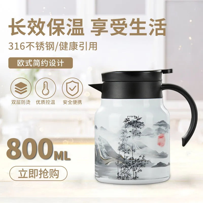 New model temperature display large capacity stewed teapot 316 stainless steel home office health smoldering insulation coffee pot kettle