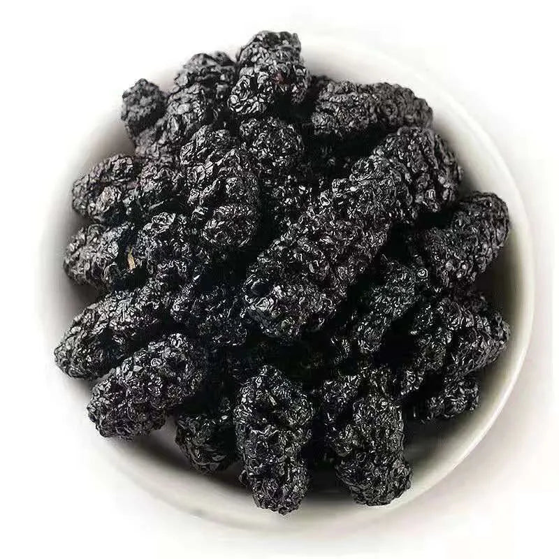 Large-grained, authentic, premium-grade dried black mulberries