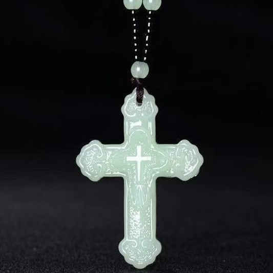 Light jade light green cross pendant Cross necklace Unisex pendant