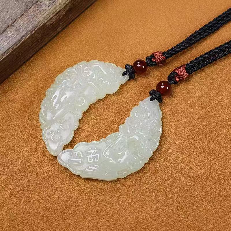 Dragon and phoenix with jade pendant couple, a pair of men's and women's dragon and phoenix auspicious jade pendants