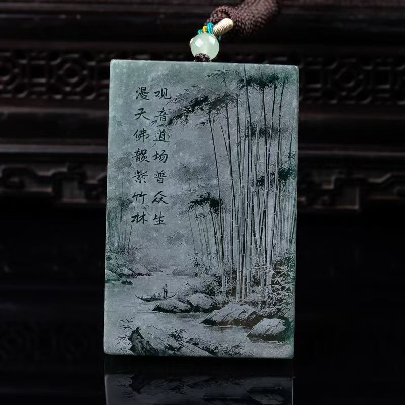 Jade Nanhai Guanyin brand double-sided Seiko video carving high-ice jade pendant, big Guanyin pendant, jade pendant.