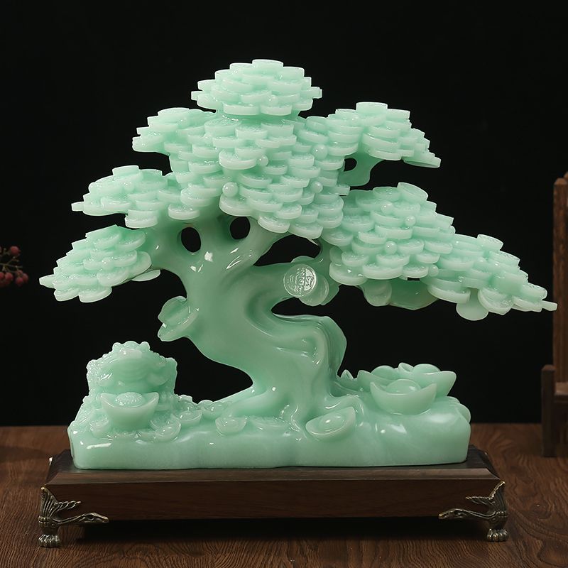 Jade Lucky Fortune Tree Golden Toad Gathering Wealth Ornament Living Room Entrance Decoration Store Cashier Front Desk Opening Gift