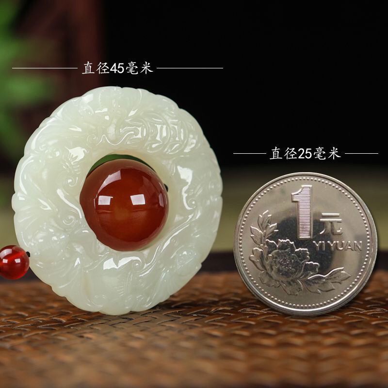 Natural Hetian jade pendant, Erlong play beads, men's and women's safety Pixiu necklace, men's jade pendant, women's jade lanyard