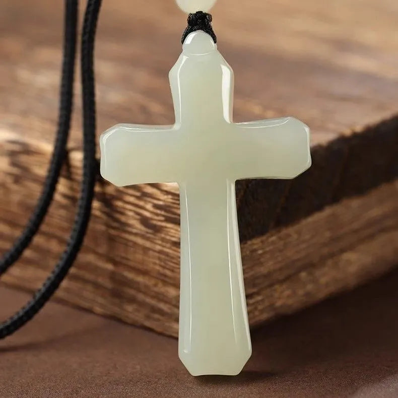 Natural Hetian jade cross pendant, unisex, jade pendant, genuine white jade pendant, necklace, gift accessory.