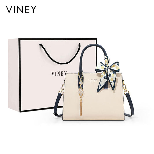 Viney leather bag women's 2025 new shoulder bag fashion handbag high-end versatile middle-aged mother bag