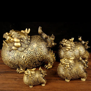 All-copper fat belly Pixiu ornaments Chinese style Pixiu office bedroom home living room entrance hall housewarming opening gift