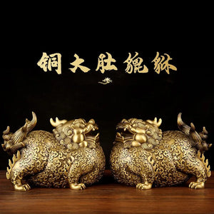 All-copper fat belly Pixiu ornaments Chinese style Pixiu office bedroom home living room entrance hall housewarming opening gift