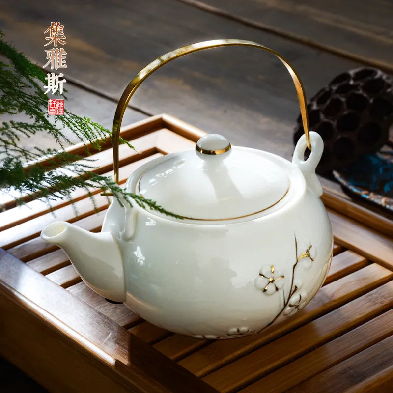 Teapot Ceramic Teapot Single Pot Large Teapot Single Porcelain Teapot Tea Set Filter Lift Household Kettle