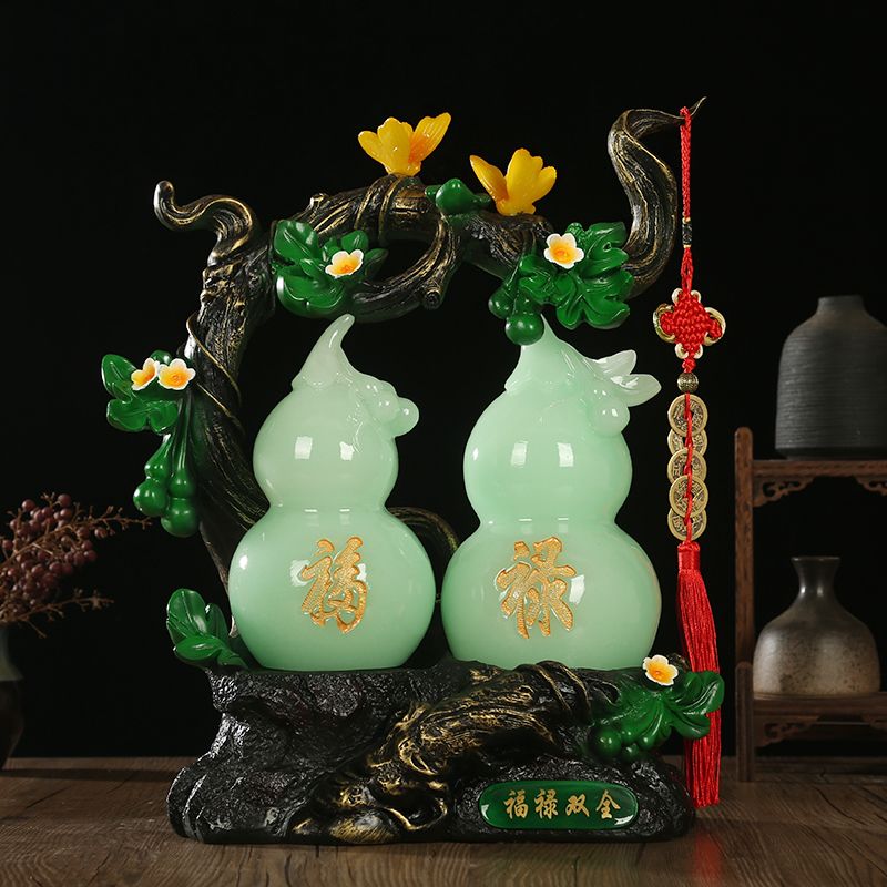 Lucky jade gourd ornament Wufu Linmen housewarming new home gift feng shui living room wine cabinet entrance home decoration