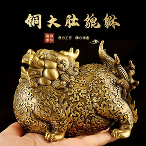 All-copper fat belly Pixiu ornaments Chinese style Pixiu office bedroom home living room entrance hall housewarming opening gift