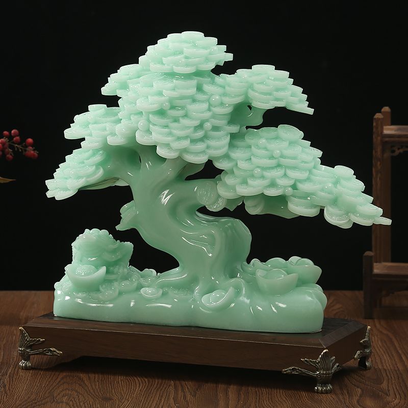 Jade Lucky Fortune Tree Golden Toad Gathering Wealth Ornament Living Room Entrance Decoration Store Cashier Front Desk Opening Gift