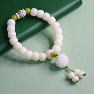 Natural White Jade Bodhi Bracelet 108 Wooden Bracelet Buddha Beads Rosary Star and Moon Bodhi High-Looking Internet Celebrity Bracelet