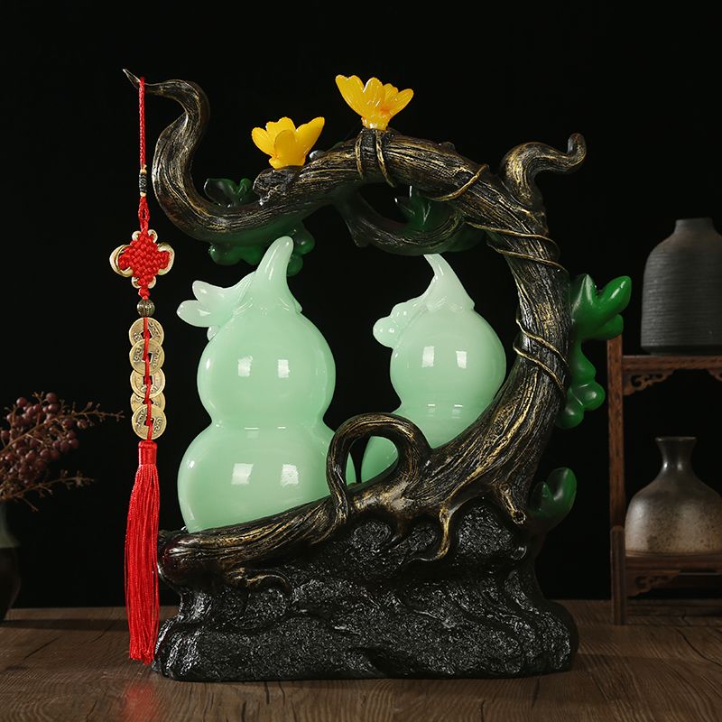 Lucky jade gourd ornament Wufu Linmen housewarming new home gift feng shui living room wine cabinet entrance home decoration