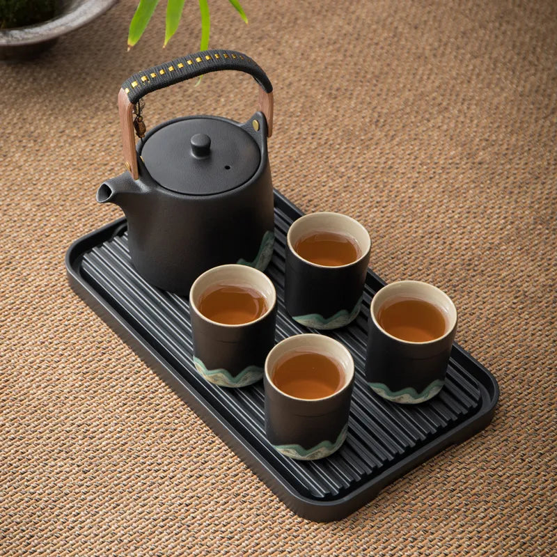 High-end hand-painted remote mountain lifting kettle large capacity household outdoor teapot set tea brewing with filter Kung Fu tea set bag