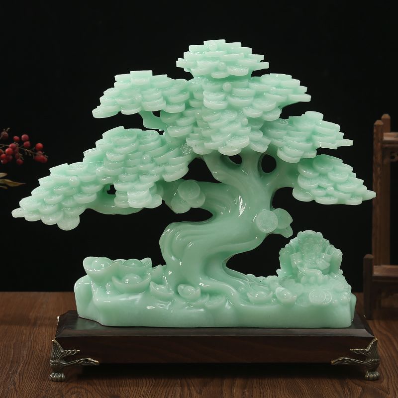 Jade Lucky Fortune Tree Golden Toad Gathering Wealth Ornament Living Room Entrance Decoration Store Cashier Front Desk Opening Gift